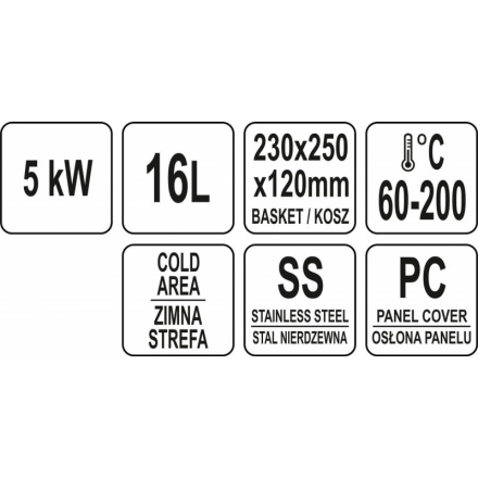 Fritéza jednokomorová 5000W 11,5l skříň, YG-04636