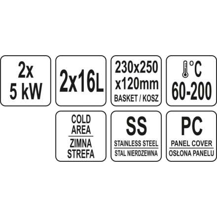 Fritéza dvoukomorová 2x5000W 2x11,5l skříň, YG-04638