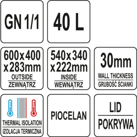 Termoizolační kontejner 40l GN 1/1, YG-09210