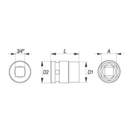 Nástavec 3/4" rázový šestihranný 42 mm CrMo, YT-1092