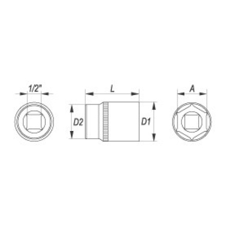 Nástavec 1/2" 20 mm šetihranný, YT-1213