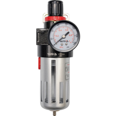 Regulátor tlaku vzduchu 1/2", max. 0,93MPa, s filtrem (90ccm), YT-2383