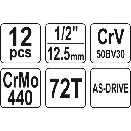 Gola sada 1/2" 12 ks, YT-38671