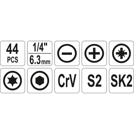 Sada nářadí YATO brašna 44ks (CrV 6140), YT-39280