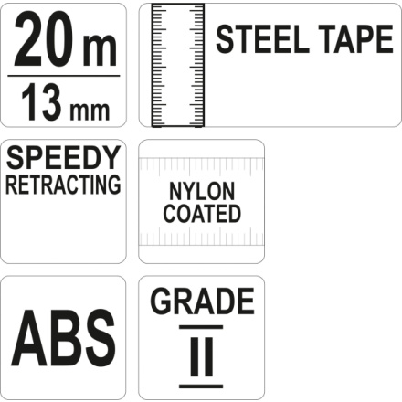Pásmo měřící ocelové 20m,13mm, YT-71580