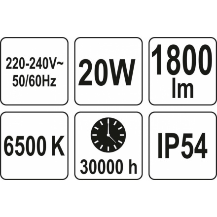 Reflektor SMD LED, 20W, 1800lm, IP54, pohyb. sensor, YT-81827