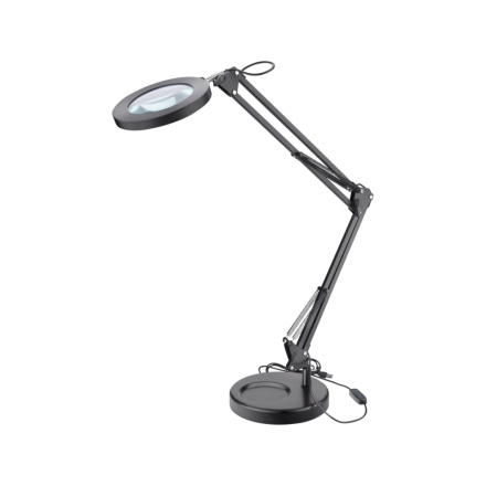 lampa stolní s lupou, USB napájení, černá, 2400lm, 3 barvy světla, 5x zvětšení 43160