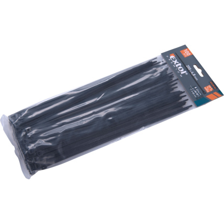 pásky stahovací na kabely černé, 250x4,8mm, 100ks, nylon PA66 8856160