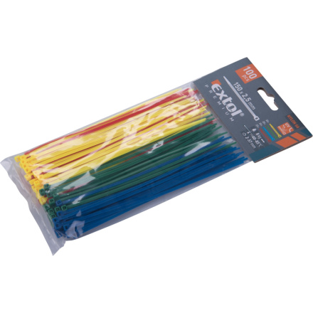 pásky stahovací barevné, 150x2,5mm, 100ks, (4x25ks), 4 barvy, nylon PA66 8856194