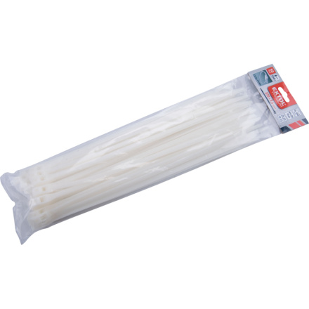pásky stahovací na kabely EXTRA, bílé, 370x7,6mm, 50ks, nylon PA66 8856228