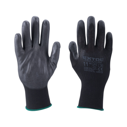 rukavice z polyesteru polomáčené v PU, černé, velikost 9" 8856636