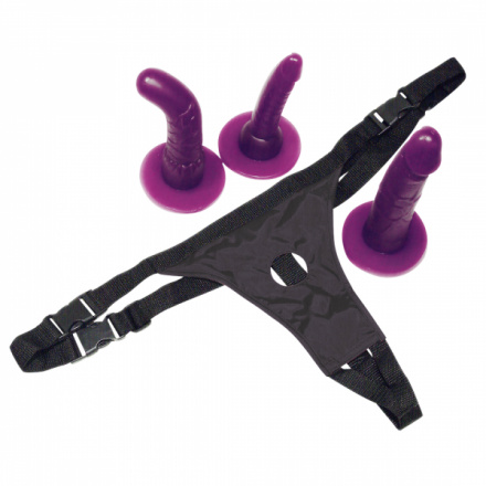 Připínací penisy Bad Kitty Strap-On purple Set, 05284980000