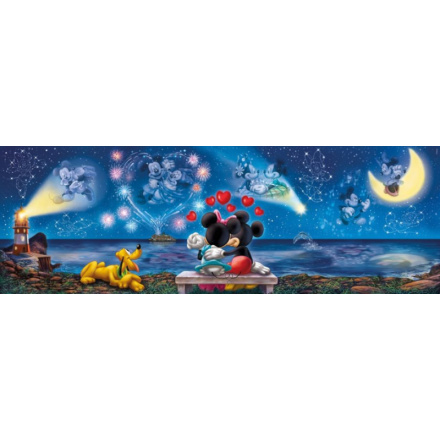 CLEMENTONI Panoramatické puzzle Mickey a Minnie 1000 dílků 111755