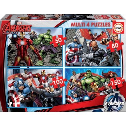 EDUCA Puzzle Avengers 4v1 (50,80,100,150 dílků) 112110