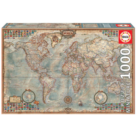 EDUCA Miniaturní puzzle Politická mapa světa 1000 dílků 115808
