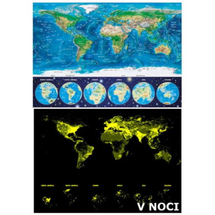 EDUCA Svítící puzzle Mapa světa 1000 dílků 116108