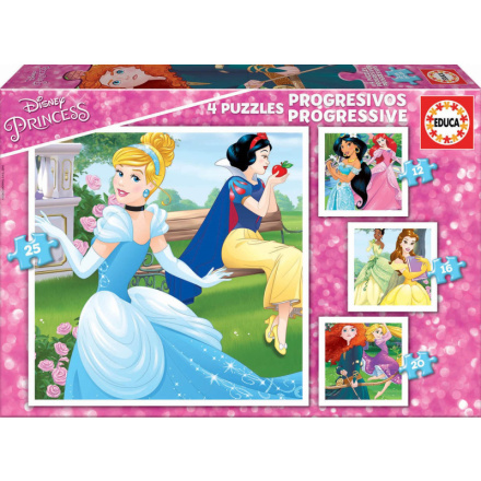 EDUCA Puzzle Disney princezny 4v1 (12,16,20,25 dílků) 119219
