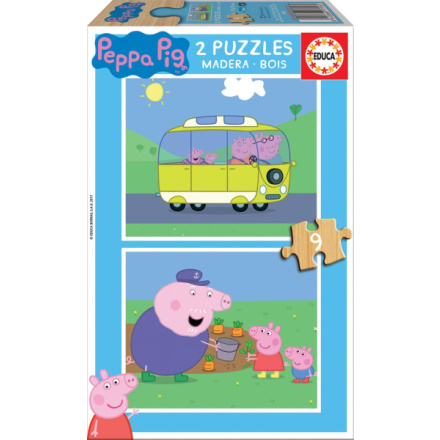 EDUCA Dřevěné puzzle Prasátko Peppa 2x9 dílků 120364