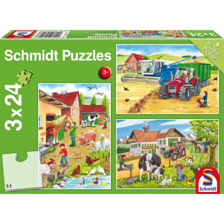 SCHMIDT Puzzle Na farmě 3x24 dílků 120827