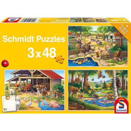 SCHMIDT Puzzle Má oblíbená zvířátka 3x48 dílků 120829