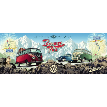 RAVENSBURGER Panoramatické puzzle Přes Alpy s VW 1000 dílků 122261