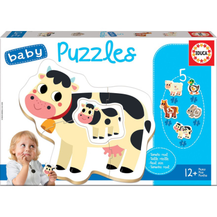 EDUCA Baby puzzle Zvířátka na farmě s mláďaty 5v1 (2-4 dílky) 122466