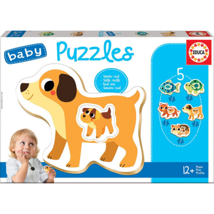 EDUCA Baby puzzle Domácí mazlíčci s mláďaty 5v1 (2-4 dílky) 122467