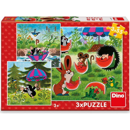 DINO Puzzle Krtek a paraplíčko 3x55 dílků 122741
