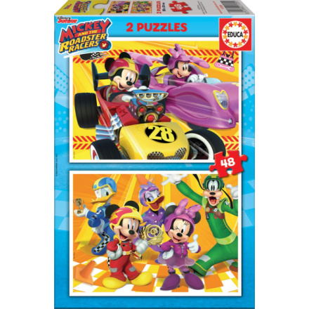 EDUCA Puzzle Mickey a závodníci 2x48 dílků 123416