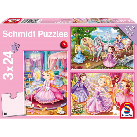 SCHMIDT Puzzle Pohádkové princezny 3x24 dílků 123823