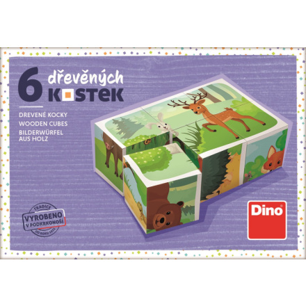 DINO Obrázkové kostky Lesní zvířátka, 6 kostek 125614