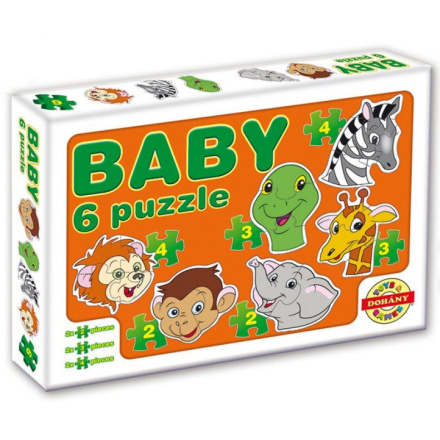 DOHÁNY Baby puzzle Zvířecí hlavičky - safari 6v1 (2-4 dílky) 125680