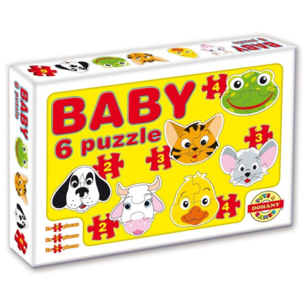 DOHÁNY Baby puzzle Zvířecí hlavičky 6v1 (2-4 dílky) 125681