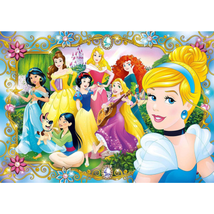 CLEMENTONI Puzzle s drahokamy Zábava s Disney princeznami 104 dílků 125774
