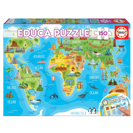 EDUCA Puzzle Mapa se světovými památkami 150 dílků 126061