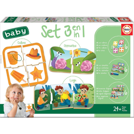 EDUCA Baby puzzle set Barvy, posloupnost a protiklady 3v1 126071