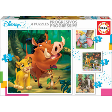 EDUCA Puzzle Disney pohádky 4v1 (12,16,20,25 dílků) 126080