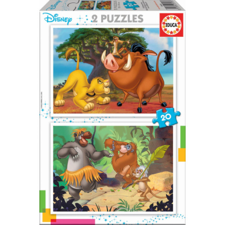 EDUCA Puzzle Lví král a Kniha džunglí 2x20 dílků 126082