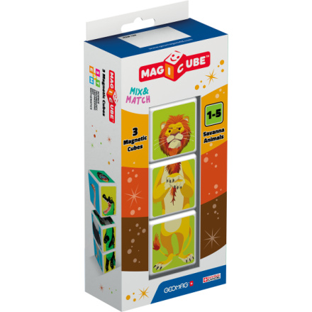GEOMAG Magnetické kostky Magicube Mix&Match Zvířata savany, 3 kostky 128904