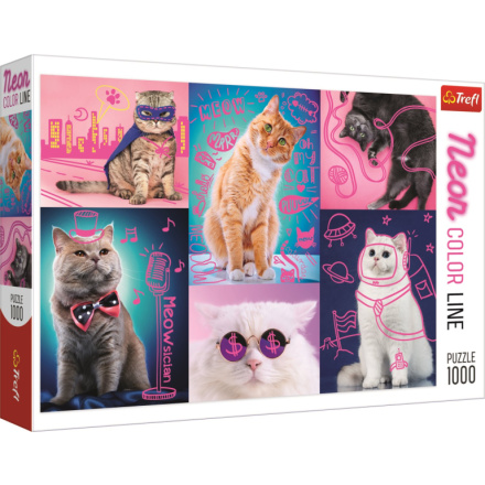 TREFL Puzzle Neon Color Line Super kočky 1000 dílků 129481