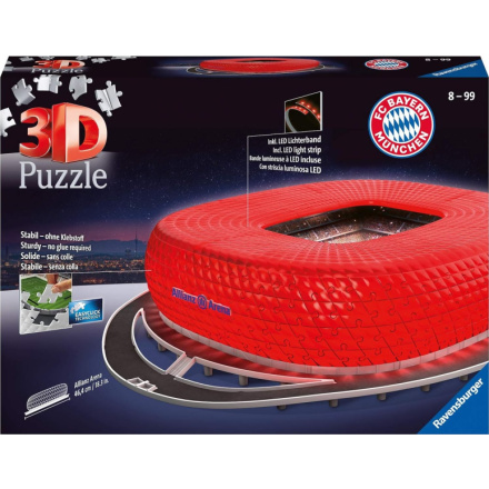 RAVENSBURGER Svítící 3D puzzle Noční edice Allianz Arena, Mnichov 242 dílků 130508