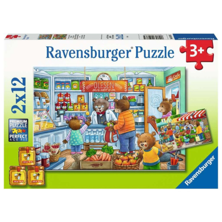 RAVENSBURGER Puzzle Medvídci na nákupech 2x12 dílků 132592