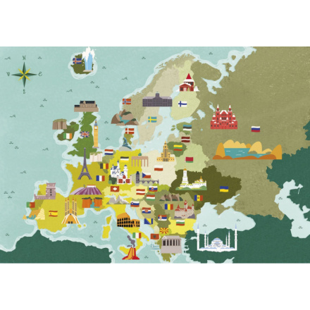 CLEMENTONI Puzzle Prozkoumej mapu: Evropské země 250 dílků 134232