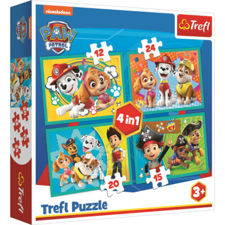 TREFL Puzzle Tlapková patrola: Šťastný tým 4v1 (12,15,20,24 dílků) 135478