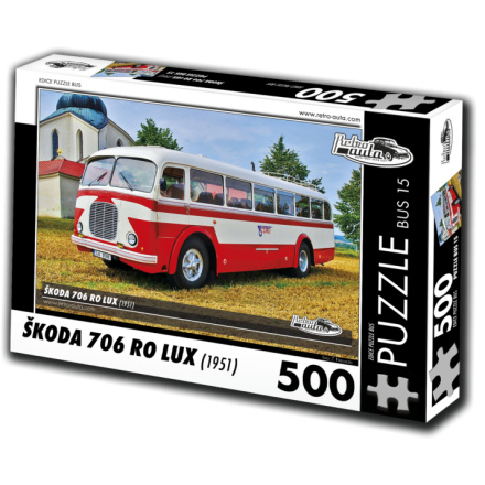 RETRO-AUTA Puzzle BUS č.15 Škoda 706 RO LUX (1951) 500 dílků 135936