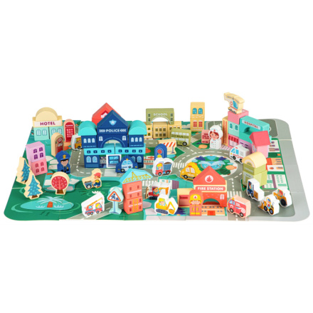 ECOTOYS Dřevěné kostky Město 137326