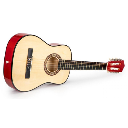 ECOTOYS Dětská kytara přírodní/červená velká 86 cm 138017