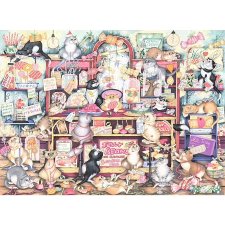 RAVENSBURGER Puzzle Crazy Cats: Cukrárna pana Catkina 500 dílků 139100