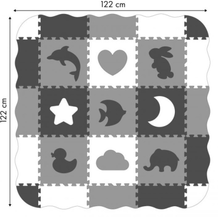 ECOTOYS Pěnové puzzle Zvířata a tvary černá-bílá SX s okraji 140092 , 25dílů