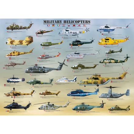 EUROGRAPHICS Puzzle Vojenské helikoptéry XL 500 dílků 140787